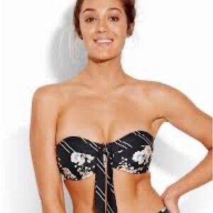 NWT Seafolly Splendour Navy Blue Floral Underwire Bandeau Bikini Top DD Cup Size